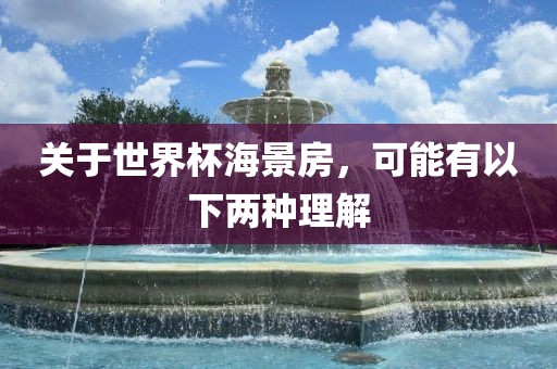 关于世界杯海景房，可能有以下两种理解眉山市正发家政服务有限公司