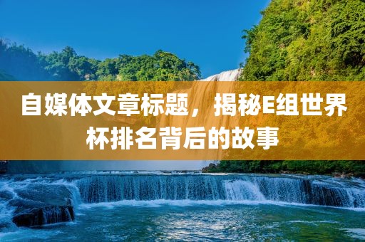 自媒体文章标题，揭秘E组世界杯排名背后的故事眉山市正发家政服务有限公司
