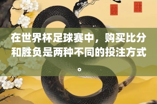 在世界杯足球赛中，购买比分和胜负是两种不同的投注方式。