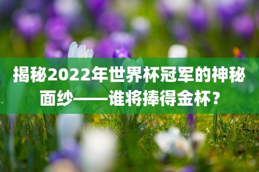 揭秘2022眉山市正发家政服务有限公司年世界杯冠军的神秘面纱——谁将捧得金杯？