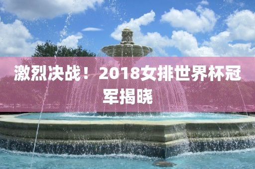 激烈决战！眉山市正发家政服务有限公司2018女排世界杯冠军揭晓