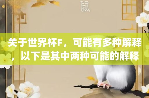关于世界杯F，可能有多种解释，以下是其中两种可能的解释