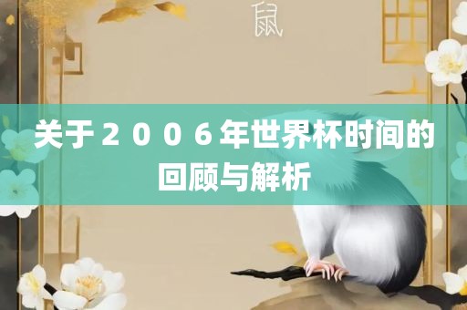 关于２００６年世界杯时间的回顾与解析
