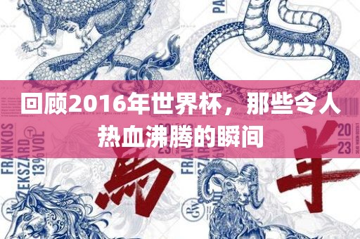 回顾2016年世界杯，那些令人热血沸腾的瞬间