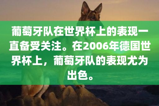 葡萄牙队在世界杯上的表现一直备受关注。在2006年德国世界杯上，葡萄牙队的表现尤为出色。