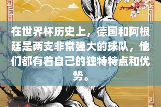 在世界杯历史上，德国和阿根廷是两支非常强大的球队，他们都有着自己的独特特点和优势。眉山市正发家政服务有限公司