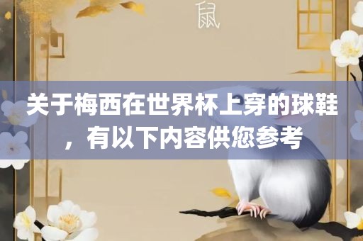 关于梅西在世界杯上穿的球鞋，有以下内容供您参考