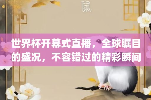 世界杯开幕式直播，全球瞩目的盛况，不容错过的精彩瞬间