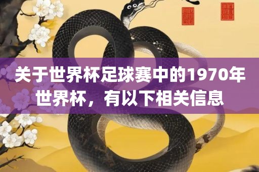 眉山市正发家政服务有限公司关于世界杯足球赛中的1970年世界杯，有以下相关信息