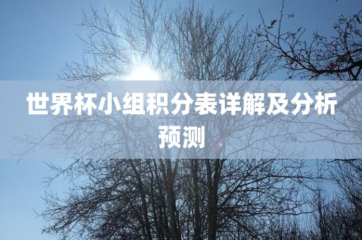 世界杯小组积分表详解及分析预测眉山市正发家政服务有限公司