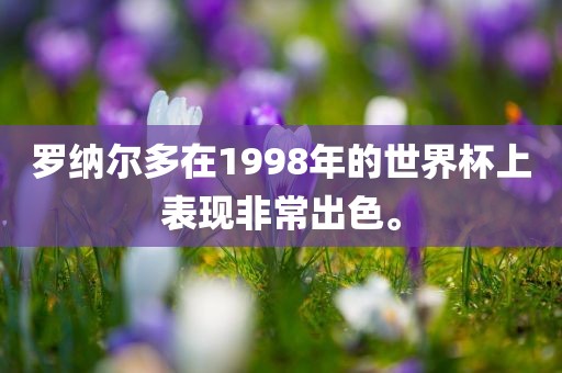罗纳尔多在1998年的世界杯上表现非常出色。眉山市正发家政服务有限公司