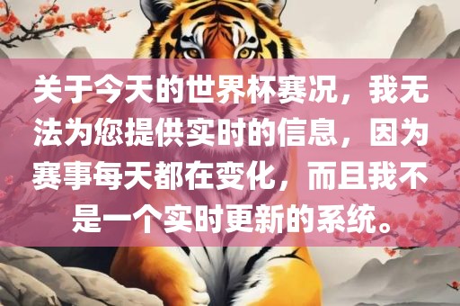 关于今天的世界杯赛况，我无法为您提供实时的信息，因为赛事每天都在变化，而且我不是一个实时更新的系统。