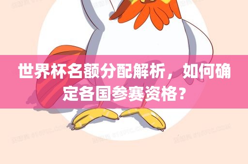 世界杯名额分配解析，如何确定各国参赛资格？
