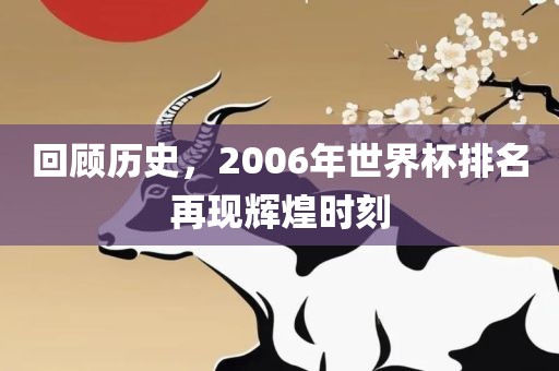 回顾历史，2006年世界杯排名再现辉煌时刻