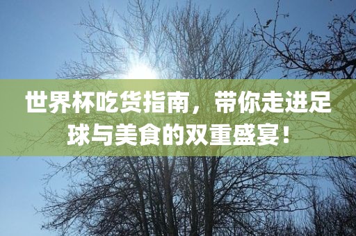 世界杯吃货指南，带你走进足球与美食眉山市正发家政服务有限公司的双重盛宴！