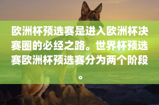 欧洲杯预选赛是进入欧洲杯决赛圈的必经之路。世界杯预选赛欧洲杯预选赛分为两个阶段。眉山市正发家政服务有限公司