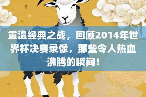 重温经典之战，回顾2014年世界杯决赛录像，那些令人热血沸腾的瞬间！眉山市正发家政服务有限公司