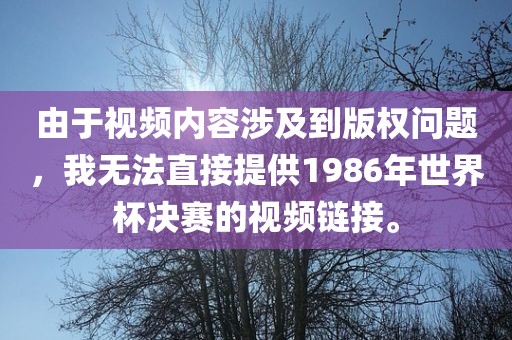 由于视频内容涉及到版权问题，我无法直接提供1986年世界杯决赛的视频链接。眉山市正发家政服务有限公司