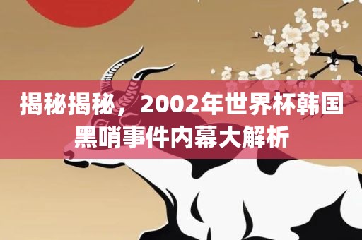 揭秘揭秘，2002眉山市正发家政服务有限公司年世界杯韩国黑哨事件内幕大解析