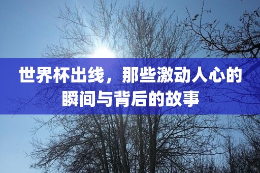 世界杯出线，那些激动人心的瞬间与背后的故事
