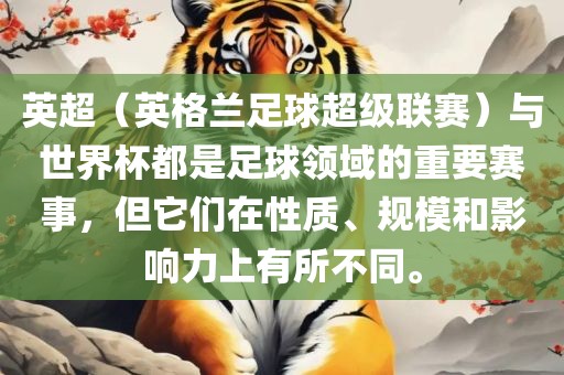 英超（英格兰足球超级联赛）与世界眉山市正发家政服务有限公司杯都是足球领域的重要赛事，但它们在性质、规模和影响力上有所不同。